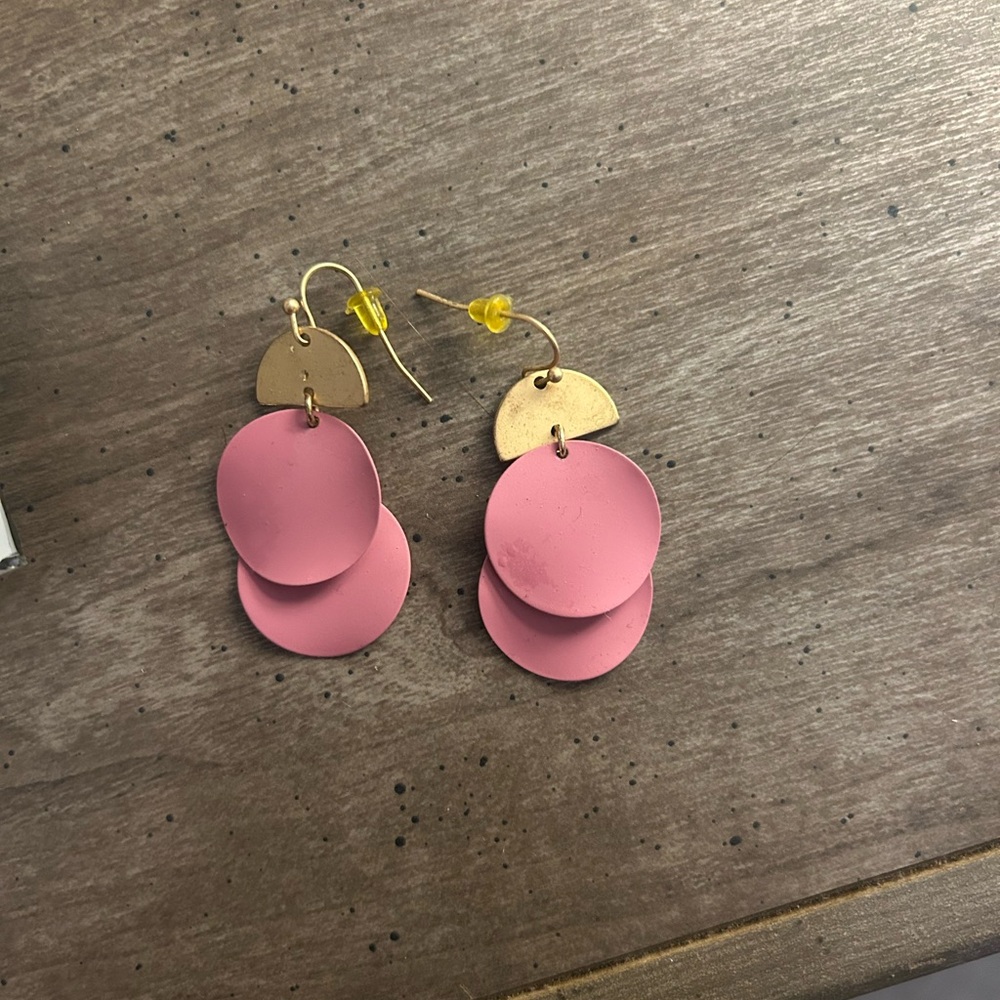 Pink and Gold Dangle Earrings